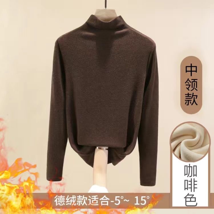 pesado curry doble cara de terciopelo multicolor en una camiseta de terciopelo calentador y camiseta de cuello medio alto de terciopelo camiseta de manga larga mujer image 9