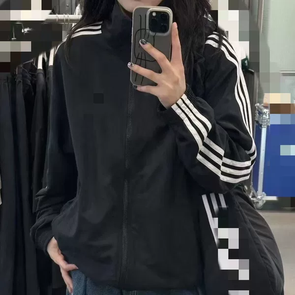 Cross-border high-end embroidered logo jacket for men and women, 2026 spring new striped loose casual stand-up collar sports jacket
