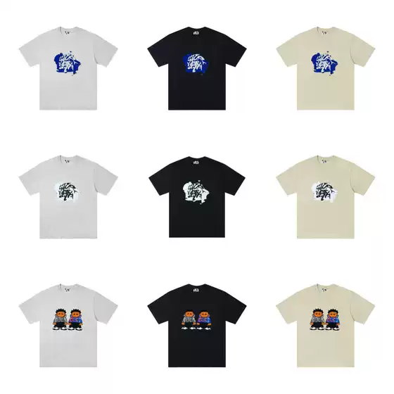 Cross-Border Trendy European and American Mertra Letter Print Hip-Hop Street Heavy Loose Short-Sleeved T-Shirt Men's Casual Same Style