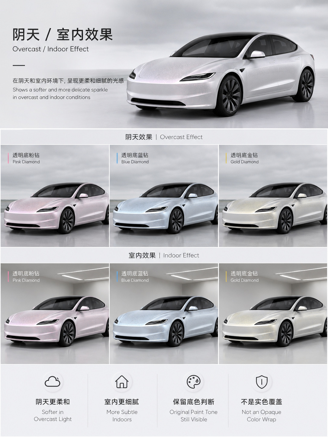 Tpu Transparent Base Color Diamond Car Wrap Film Pink Diamond Blue Diamond Gold Diamond Dry Adhesive Car Color Change Film Manufacturer Wholesale in Stock