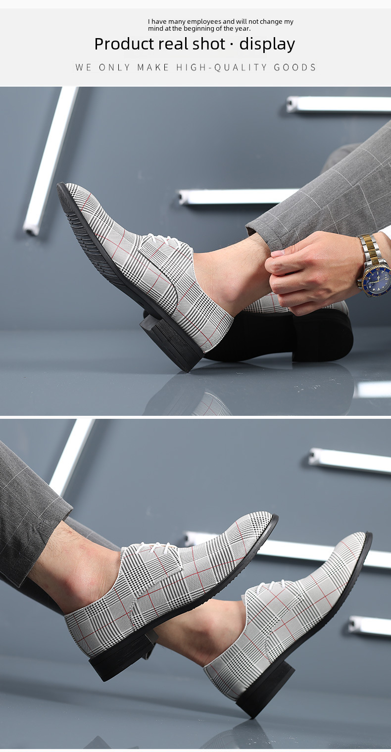 2023 Men's Fashion Business Casual Leather Shoes Lace-up Striped Barber Shoes Korean Style Foreign Trade Large Size Men's Shoes 48_vogvips.com