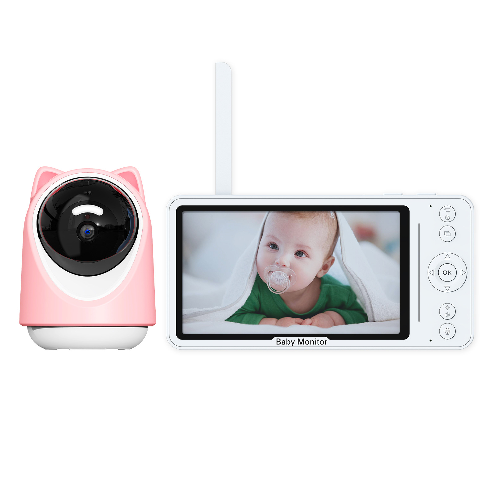 Monitor Inteligente para Bebés de 5 Pulgadas con Cámara FHD, con Función de Giro e Inclinación y Kit de Monitoreo de Pantalla, para Cuidado Infantil