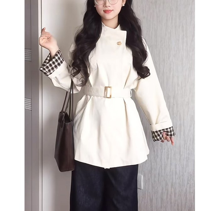 白色立领短款风衣外套女2025春秋季新款爆款小个子韩系高级感休闲|undefined