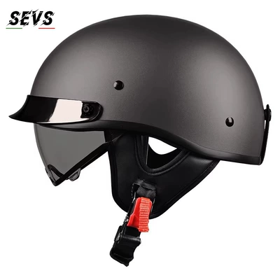 vehicle helmet, Japanese-style scoop helmet, Motosiklet kaskı (dəbilqə) - metallic-gray-tea-mirror-m