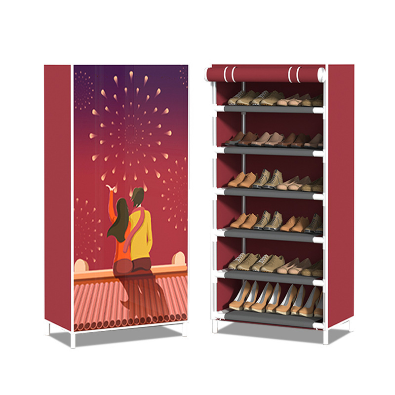 Zapatero de Múltiples Niveles para Sala de Estar, Ahorro de Espacio, Metálico, Antipolvo, de Tela No Tejida, Fabricante de Zapateros, Venta al por Mayor Transfronteriza