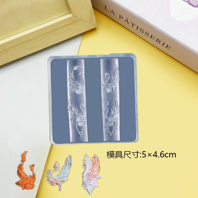 Molde de manicura amor arco en relieve flor ornamentos molde abrasivo alta permeabilidad estereoscópica DIY decoración molde de silicona