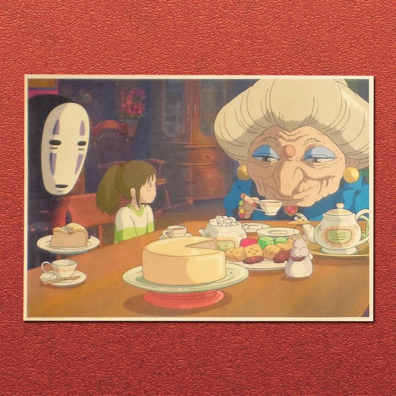 千と千尋の神隠し宮崎駿アニメーションクラフト紙ポスター装飾絵画寮カフェフォトフレーム壁ステッカー|undefined
