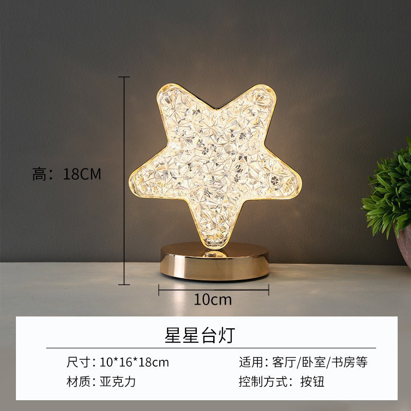 Regalos creativos Estrellas Luna Luz de noche Touch Tricolor Charge Atmosphere Light Dormitory Birthday Gift Light Night