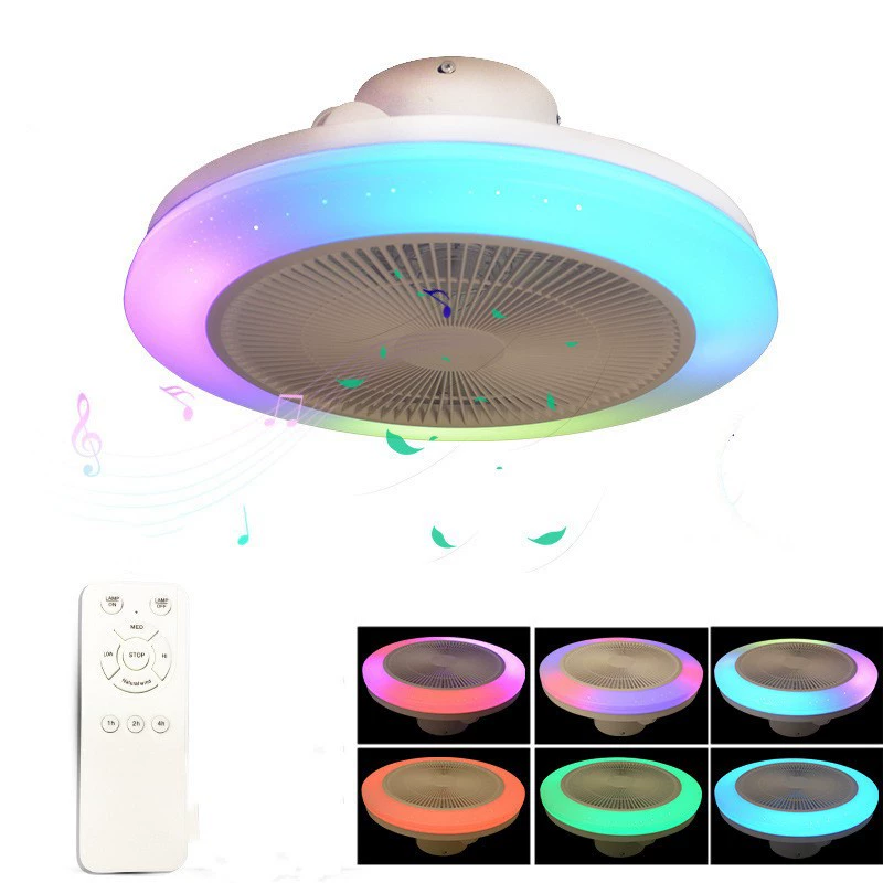 Новый RGB цветной потолочный вентилятор со светильником, скандинавский стиль для дома/спальни/ресторана, светодиодный, простой современный дизайн