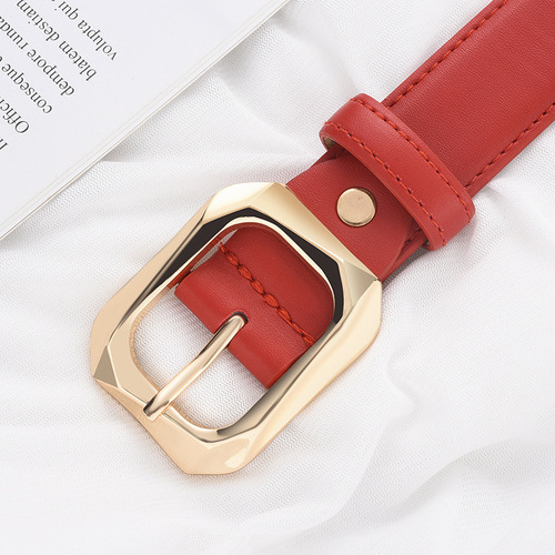 Belt women's Korean fashion trend gold pin buckle wide belt women's simple decorative Korean style jeans belt new style