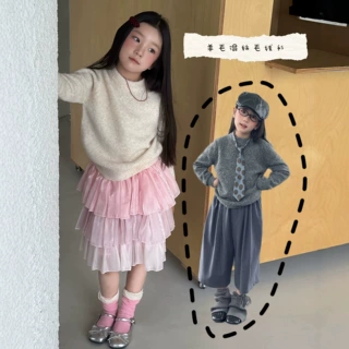萱萱酱童秋款羊毛混纺针织衫男女童半高领毛衣宝宝秋冬套头毛衣