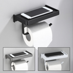 Gun gray space aluminum bathroom mobile phone holder toilet roll paper towel holder bathroom black tissue box punch