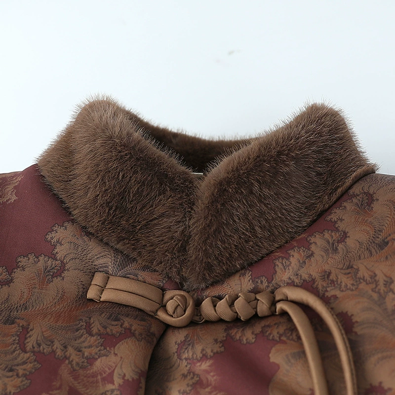 Fashionable warm down jacket for mother, for middle age, Chinese style