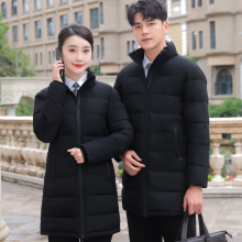 羽绒棉服女中长款珠宝店职业装工作服酒店前台售楼部加厚棉衣外套