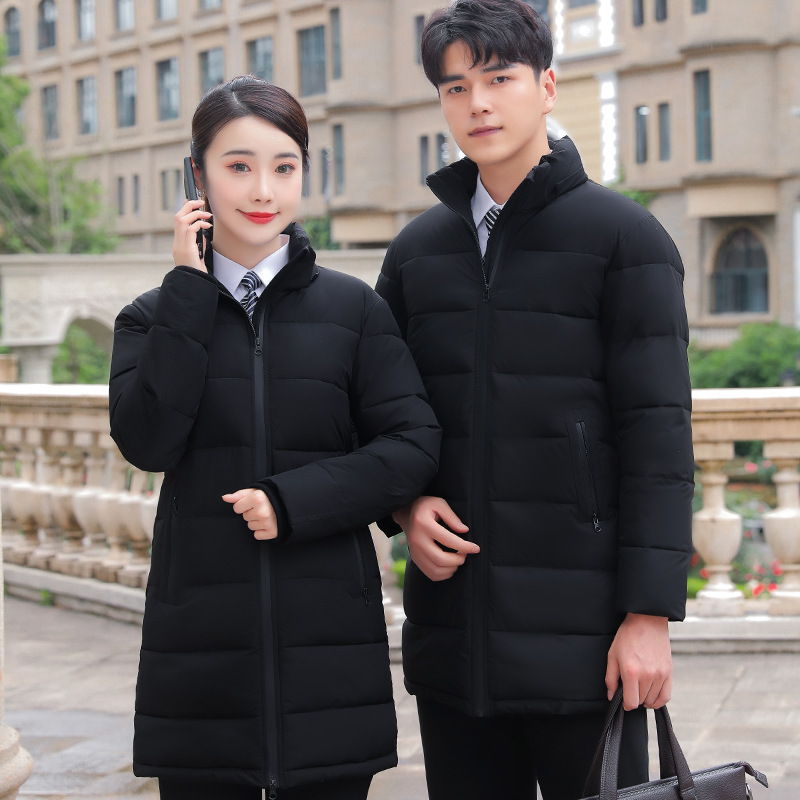 羽绒棉服女中长款珠宝店职业装工作服酒店前台售楼部加厚棉衣外套