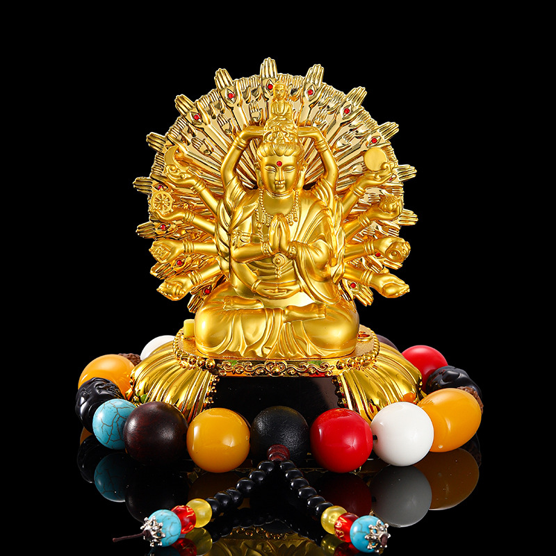Car solar wheel car decoration alloy double-sided thousand-handed Guanyin ornaments car interior accessories decoration car ornaments