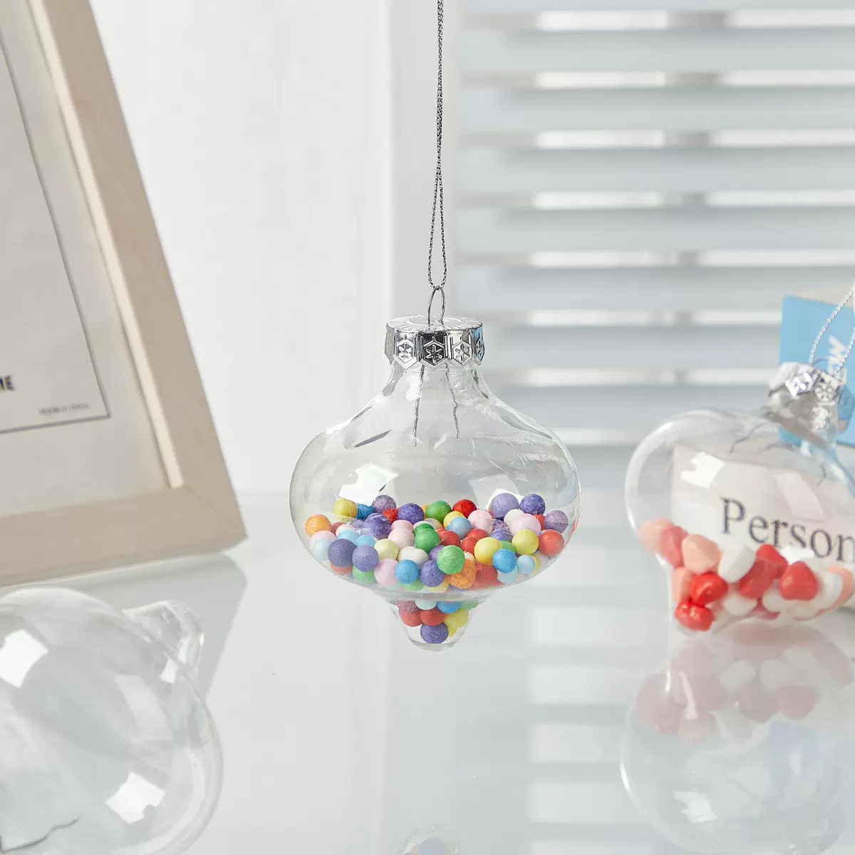 透明塑料可填充装饰球圣诞酒球洋葱形状DIY工艺球可拆卸顶部挂球