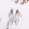 Cross -border S925 temperament butterfly crystal earrings Female personality cicada wings wings gradient color fresh earrings manufacturers hot sales