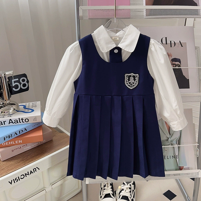 Платье без рукавов, осенний комплект, рубашка, для 3–8 лет
