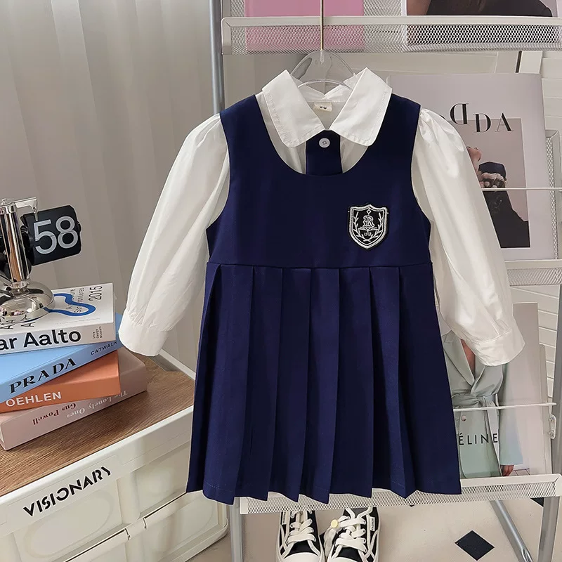Платье без рукавов, осенний комплект, рубашка, для 3–8 лет
