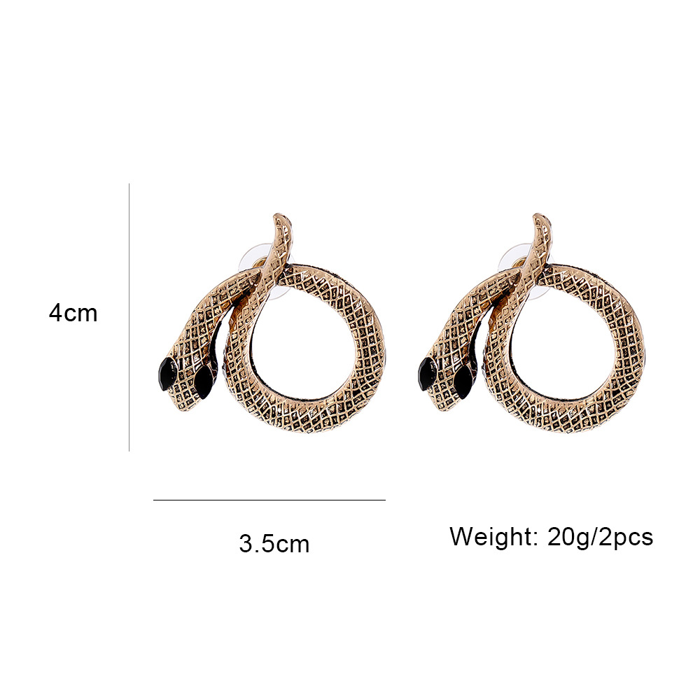 New Retro Diamond-studded Snake Earrings Wholesale Nihaojewelry display picture 1