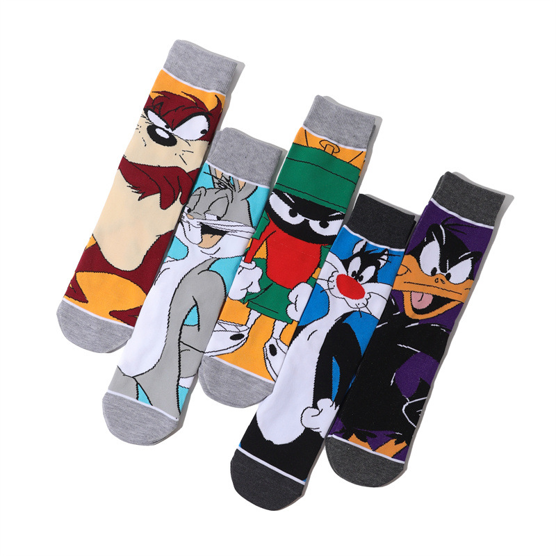 Wholesale Trendy Men'S Cotton Cartoon Tube Socks Stockists Women'S Animation Personalized Socks-5Prs 16 Img_4379