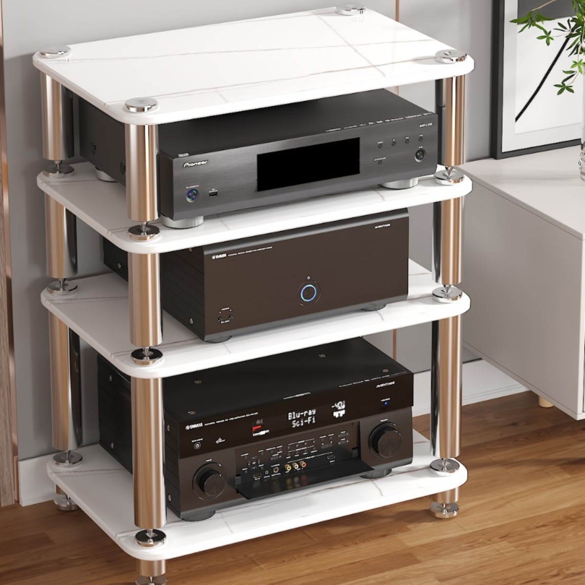 Tempered Glass Audio Hifi Amplifier Cabinet, Shock-Absorbing Cabinet, Foot Nail Stand, Amplifier Stand, Audio-Visual Equipment Cabinet, Ktv Tv Cabinet