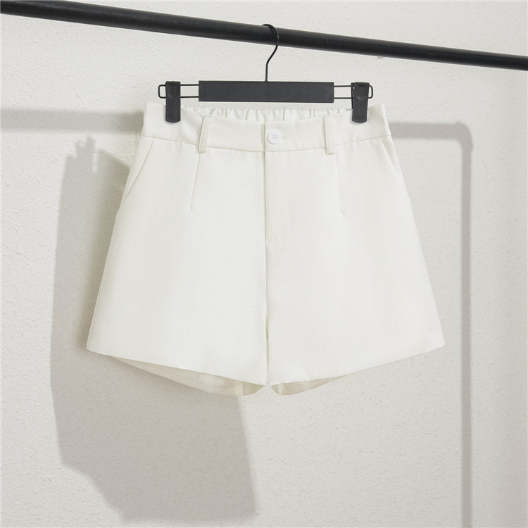 Damen Casual High Waist Loose Fit Graue Shorts Sommer Gerades Bein Bermudashorts mit Knöpfen_voghion.com