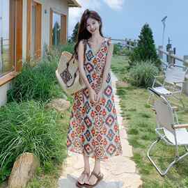 【女装夏装】新款数据好度假风印花连衣裙