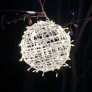 LED藤球灯节日装饰户外发光圆球灯景观挂树球灯街道工程亮化彩灯