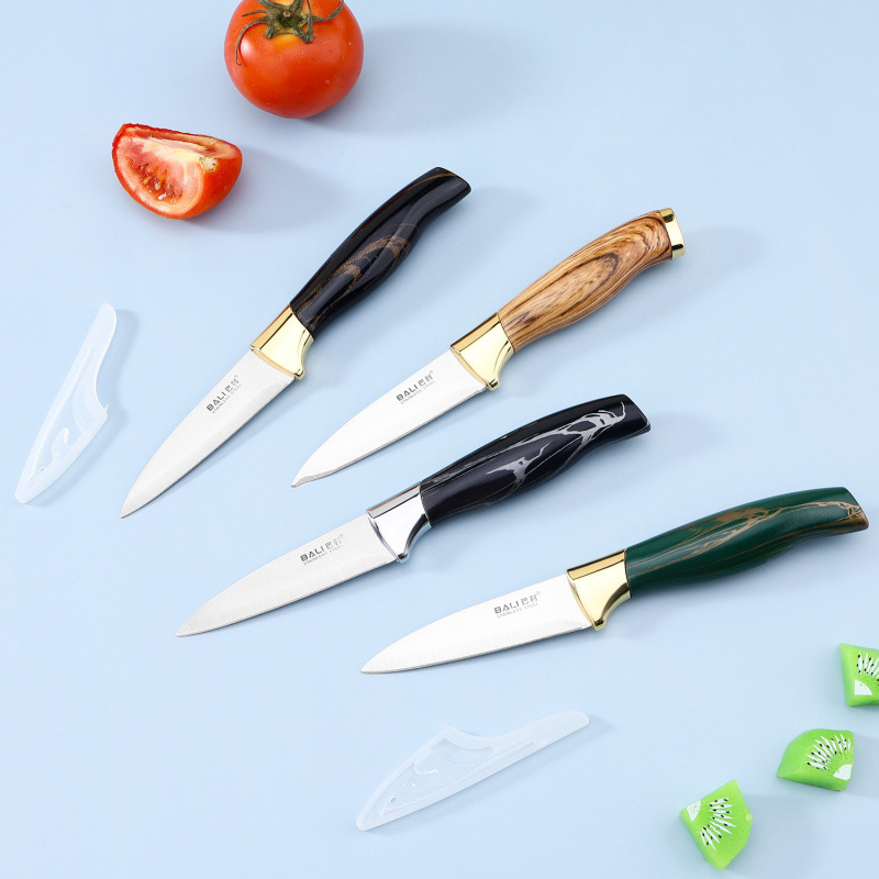 Cuchillo de acero inoxidable cuchillo de regalo cuchillo de madera de venta transfronteriza cuchillo de caja de exhibición cuchillo de fruta afilada