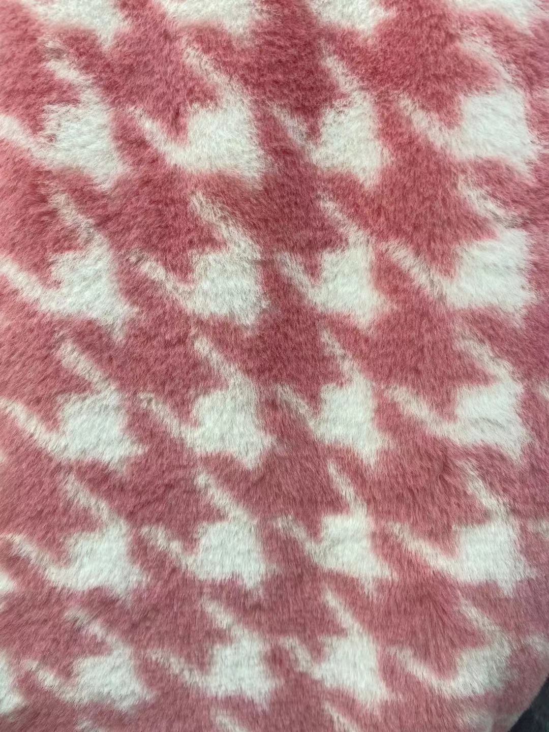 Houndstooth pequeña piel de conejo Impresión de imitación de conejo ropa de peluche tela de felpa alfombra de juguete tela en stock