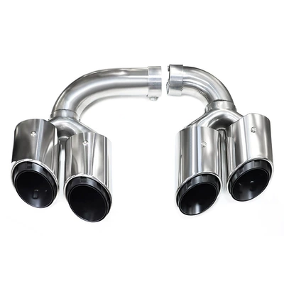 black tail throat silencer, Exhaust pipe - hybrid-triple-layer-bright-silver