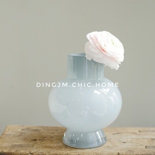 Middle Ages Fenton High-value Glass Vase French Ins Style Milk Jade Color Living Room Flower Ornaments Vase High-grade Sense