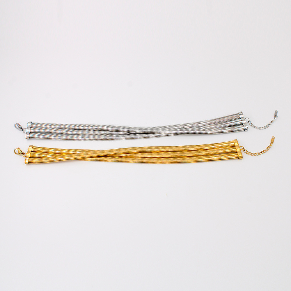 Punk Style PVD Coated Real Gold Plated Solid Color 304 Stainless Steel Punk Waterproof Non Tarnish 304 Stainless Steel Choker