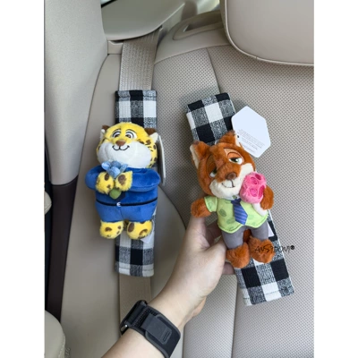 Sürətlər qutusu və əl tormozu başlıqları: Car Seatbelt Shoulder Pad - shoulder-pads-linen-black-grid-authentic-nick-ice-cream-leopard-officer-bouquet-two