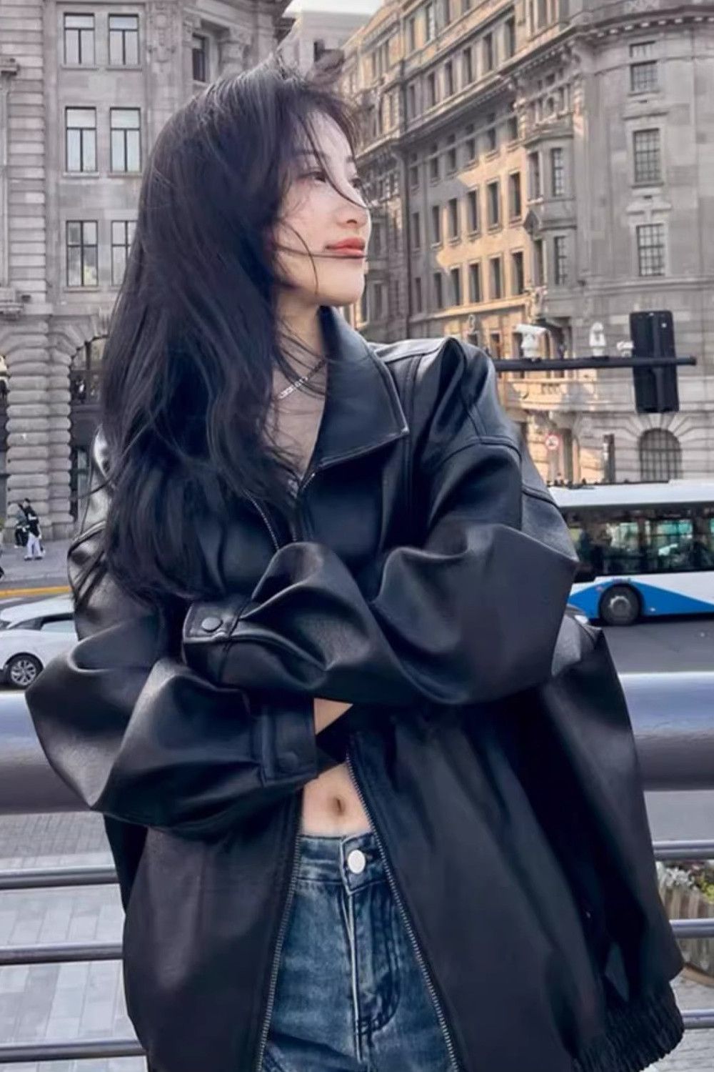 Korean Style Popular Leather Jacket for Women, Spring, Autumn and Winter New Retro Motorcycle Jacket, Hong Kong Style, Western Style Jacket for Small People