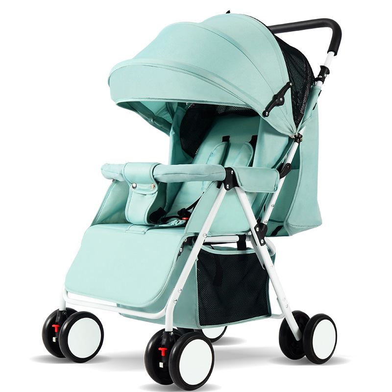 Carrito de bebé con una sola llave para sentarse y acostarse, carro de extracción ultraligero para amortiguar el impacto y salir al bebé recién nacido, carro de mano plegable