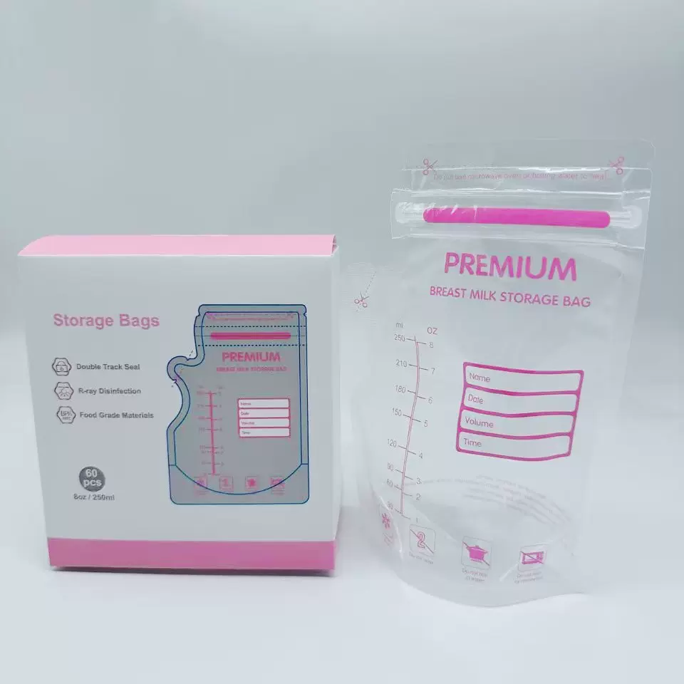 东莞厂家现货供应跨境全英文母乳袋感温显示储奶袋30片60片120片