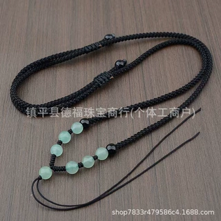 厂家直销玛瑙玉髓天珠文玩挂件绳毛衣链黑曜石佛牌吊坠绳红绳咖绳
