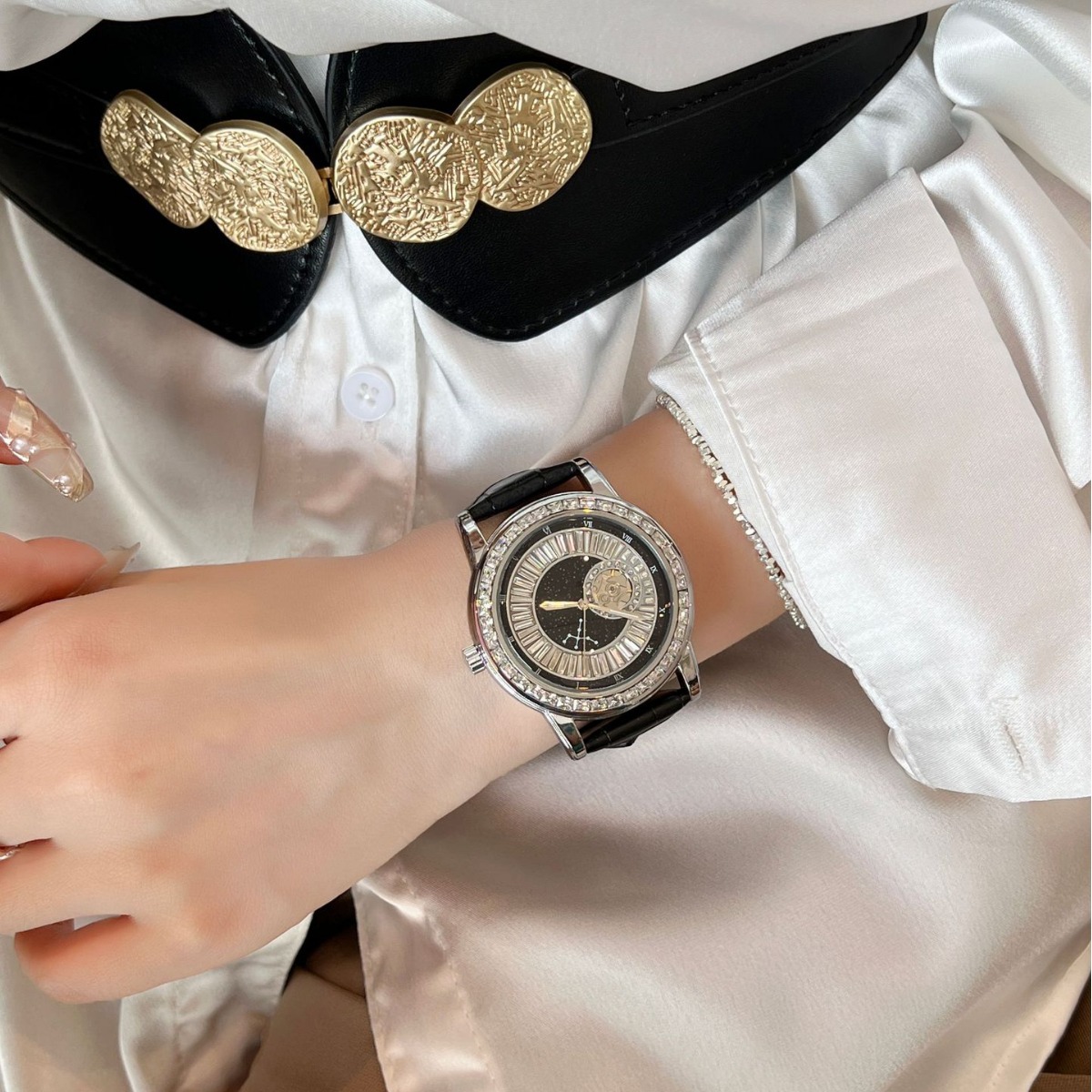 2026 New Black Swan Men's Mechanical Automatic Watch With Genuine Leather Strap_voghion.com