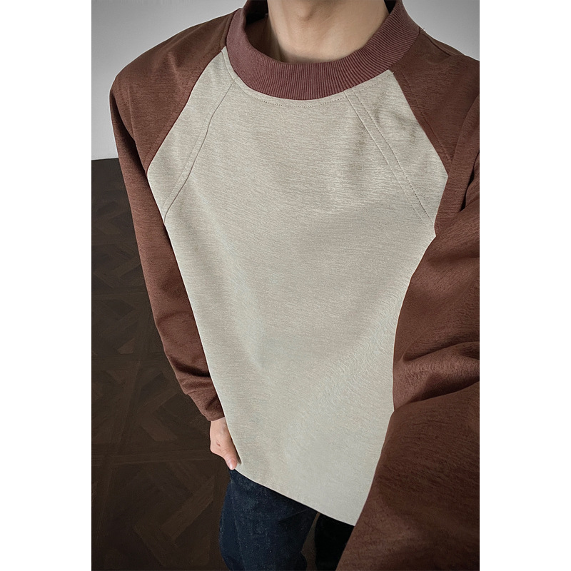 American-style Deconstructed Patchwork Long-sleeve T-shirt For Men, Spring Trendy Brand, High-end Feel, Loose Casual_voghion.com
