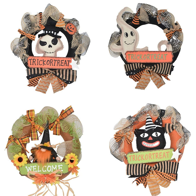 Хэллоуин кольцо из ротанга Гирлянда украшение интерьера Вечеринка череп тыква кольцо из ротанга