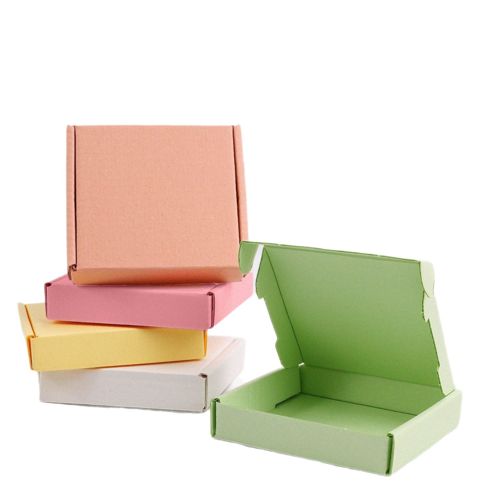 ins马卡龙彩色飞机盒穿戴甲饰品明星小卡出卡正方形快递包装盒子