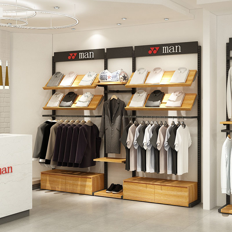 Tienda de ropa de Pared Soporte de exhibición soporte de exhibición de tipo de piso tienda de gama alta para hombres