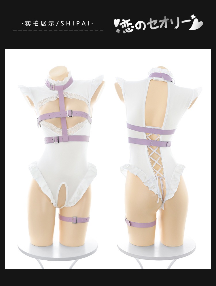 Feimu F068 One-Piece Lingerie Set with Adjustable Restraint Straps and Stockings — detail image 23