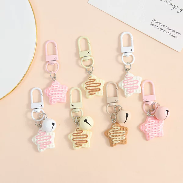 New Cute Syrup Five-Pointed Star Biscuit Keychain Bag Pendant DIY Handmade Jewelry Accessories Material Wholesale