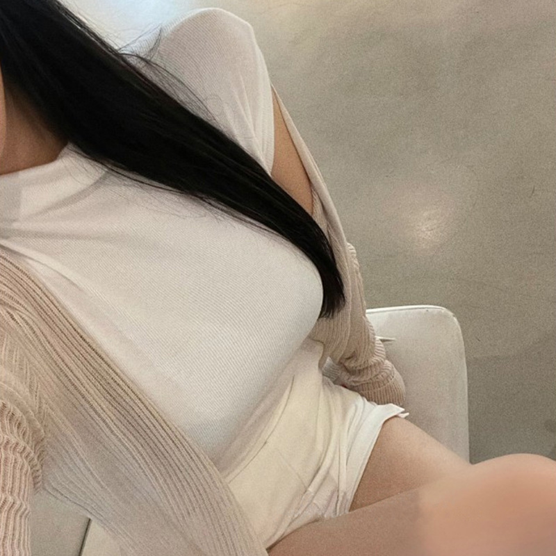 한국 동대문 섹시 퓨어 피규어 하프 하이 칼라 타이트 스트레치 모든 매치 슬리밍 반팔 티셔츠 탑 여성