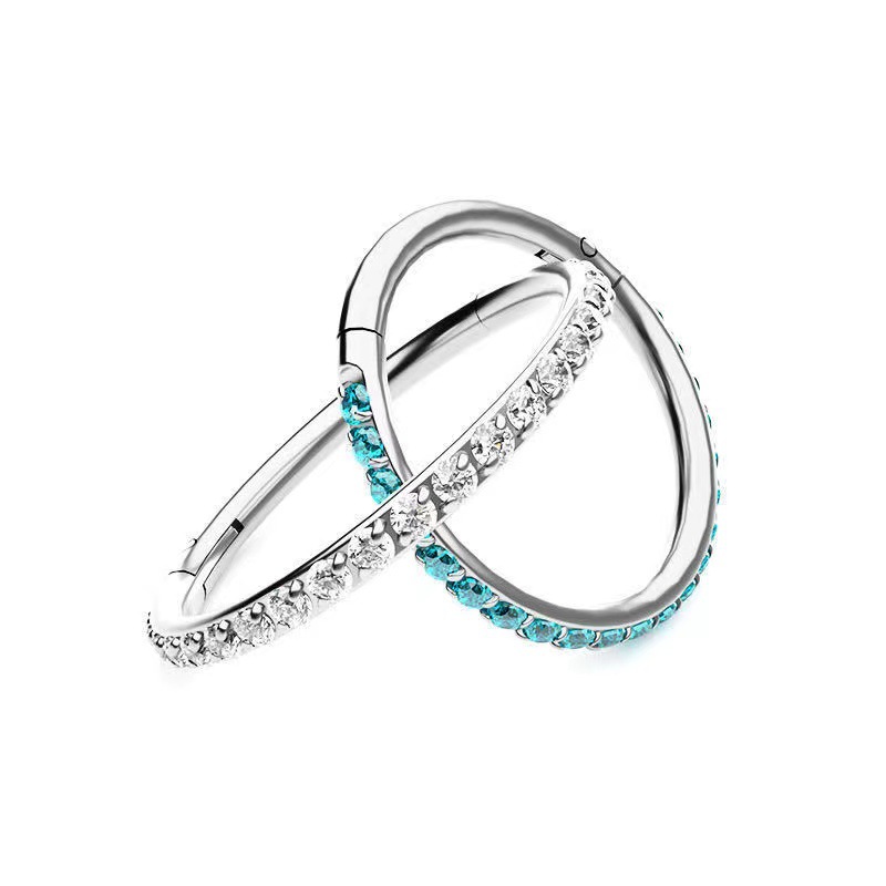G23 Titanium Nose Ring Seamless Closed Ring CZ Micro-Inlaid Zircon Nose Stud Hoop for Women Men detail image 21