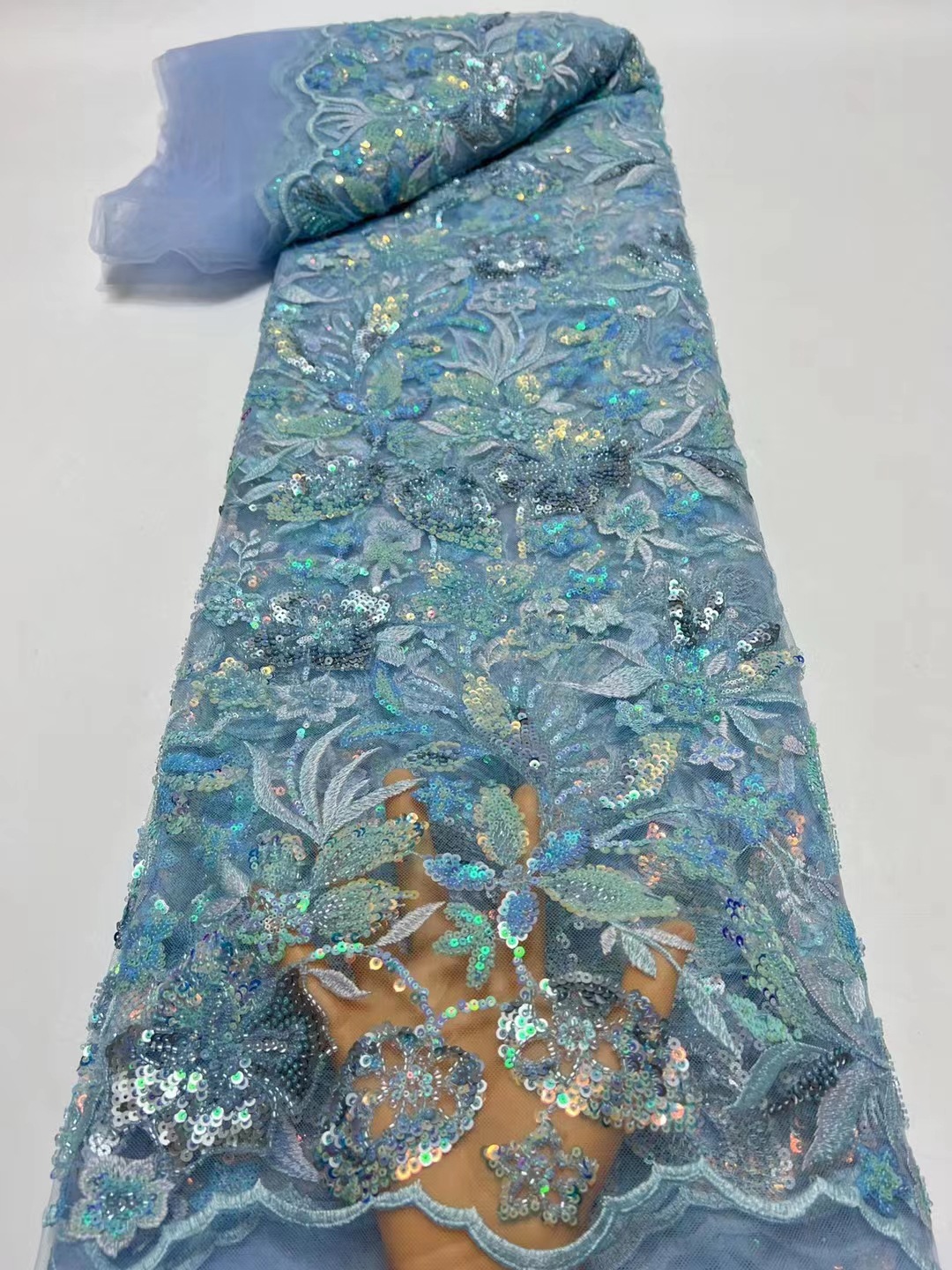 Color africano patrón lentejuelas bordado tela minoría vestido de novia danza moderna tela de moda JX3663 image 3